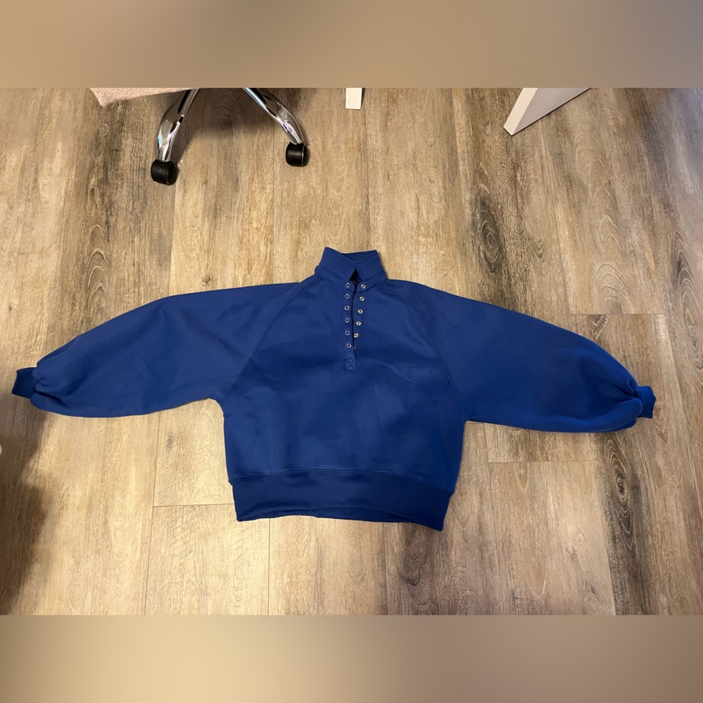 Blue Button-Up Sweatshirt